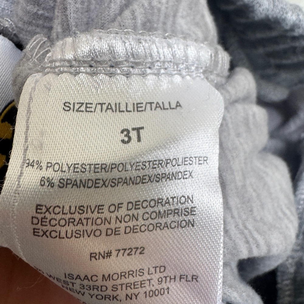 Batman 3T Girls Gray and Blue Stripe Joggers Sweatpants with Pockets - Picture 8 of 8